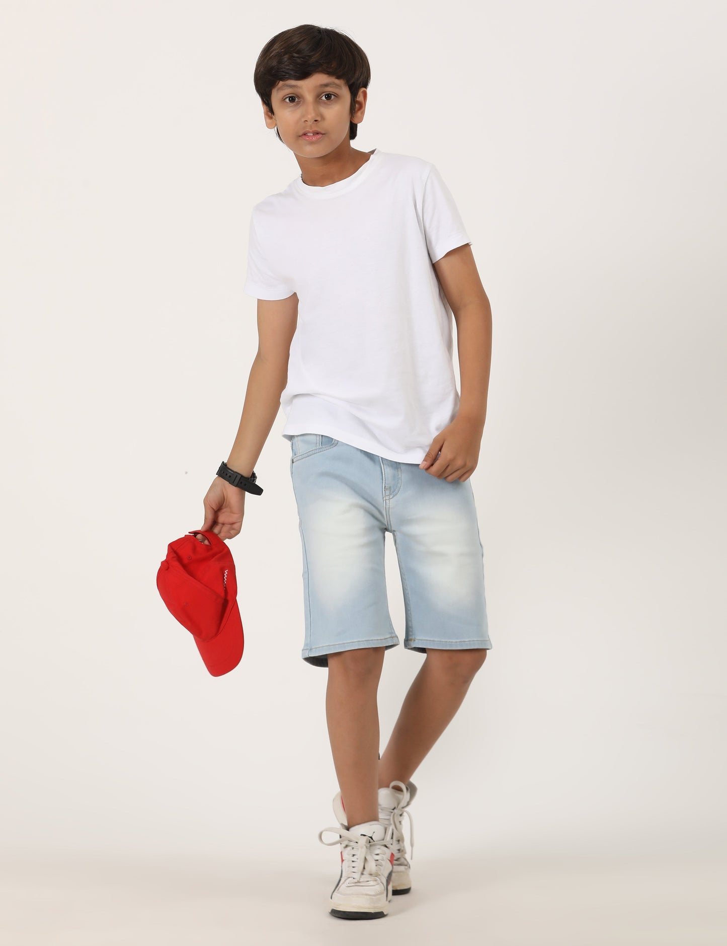 Zion Boys Denim Shorts with Cotton Lycra knitted Denim fabric, Knee Length, Regular Fit - Light Blue