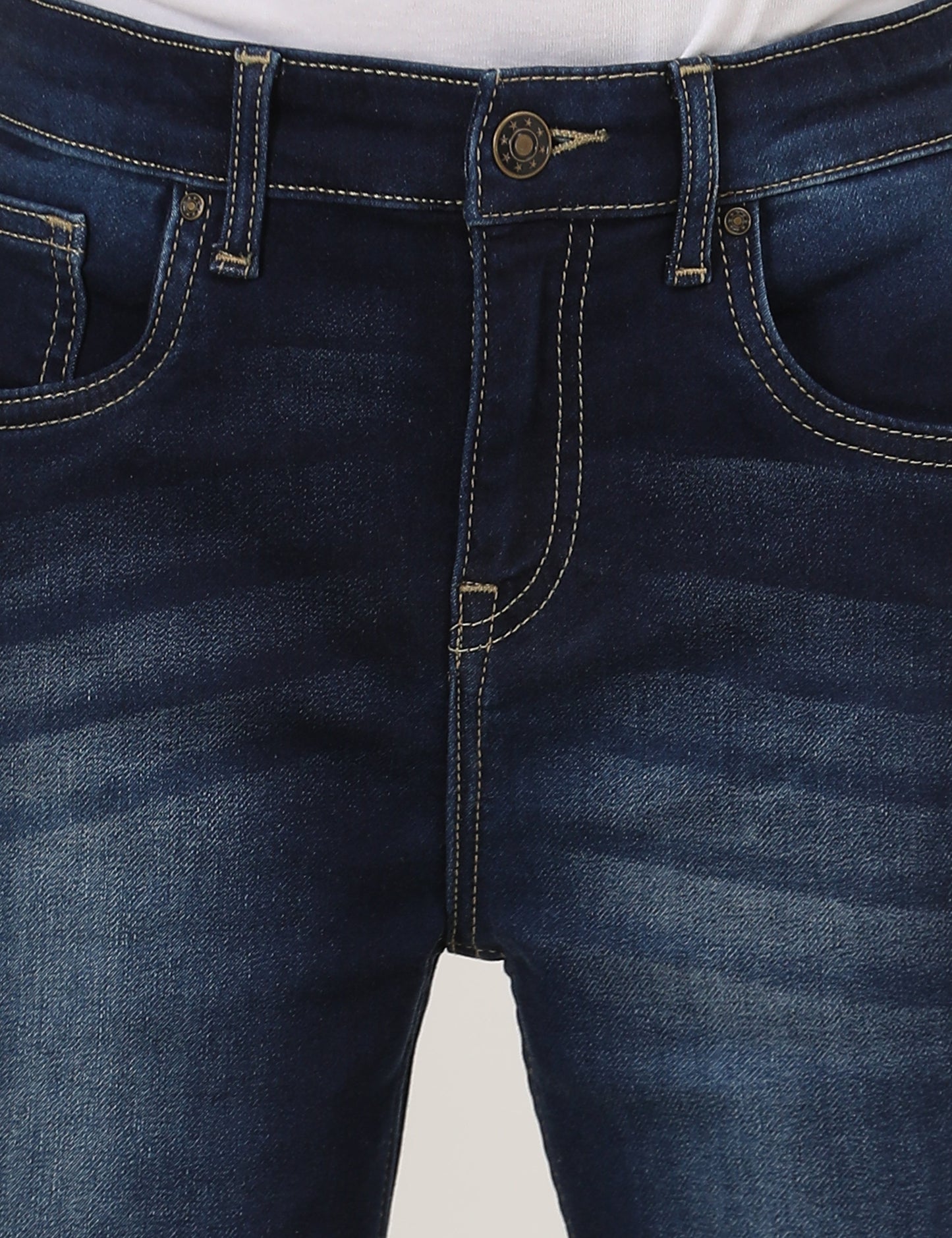 Zion Boys Denim Shorts with Cotton Lycra knitted Denim fabric, Knee Length, Regular Fit - Navy Blue