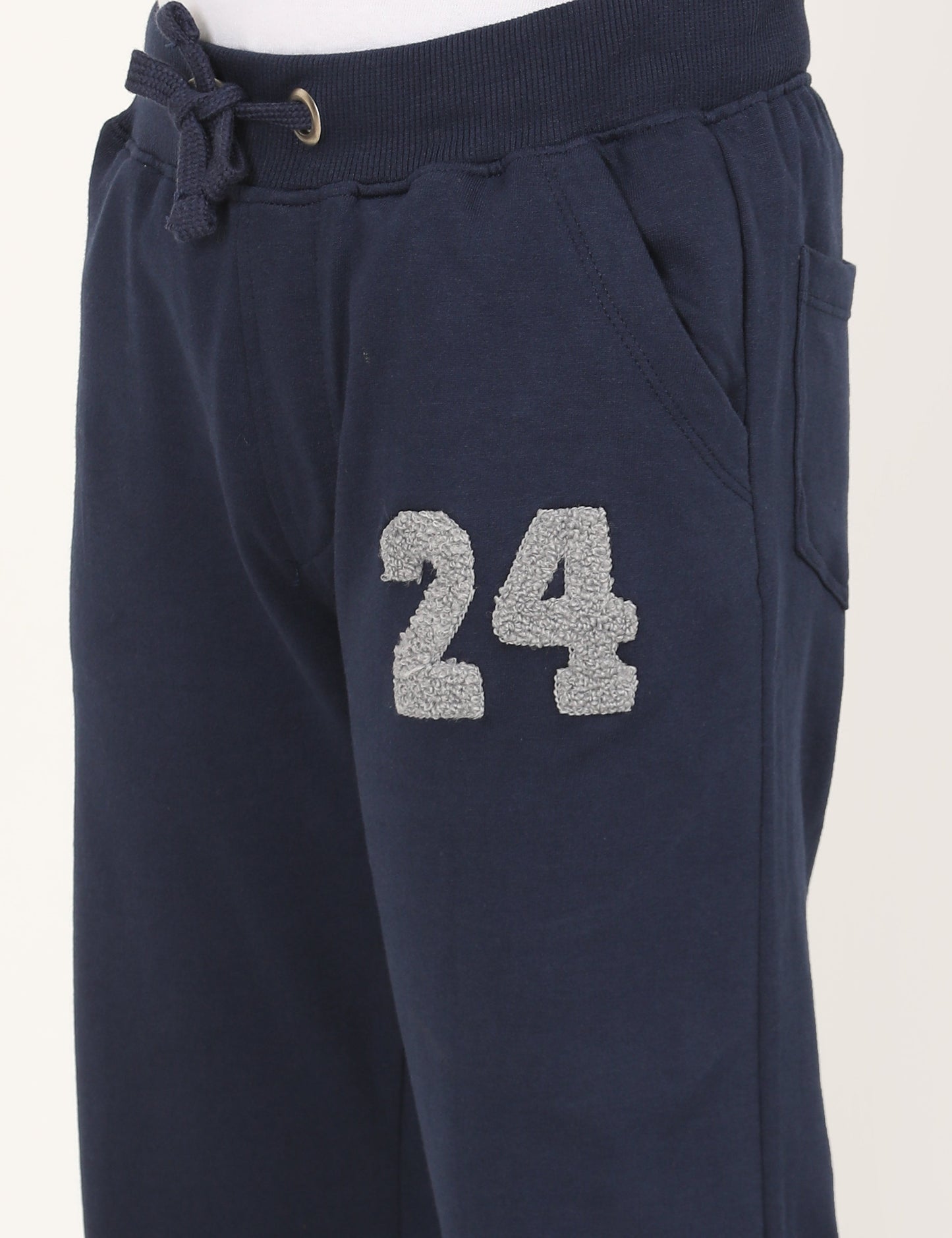 Zion Boys Solid Track Pants with Numeric Applique-Blue