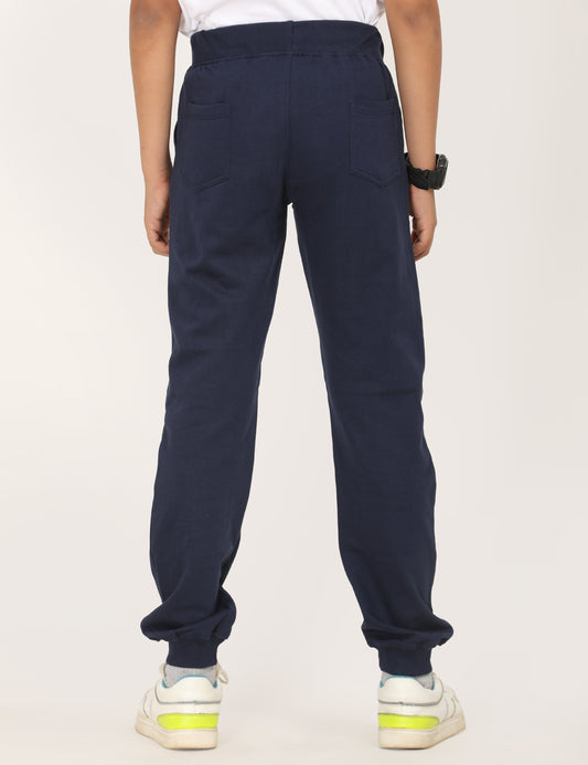 Zion Boys Solid Track Pants with Numeric Applique-Blue