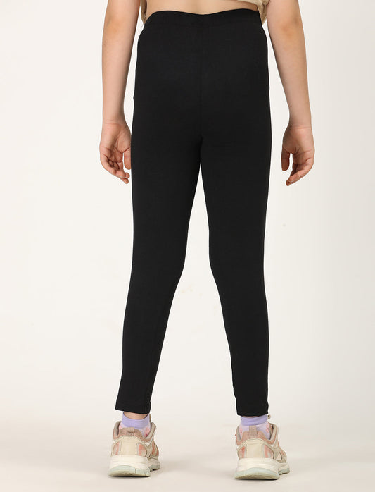 Zion girls 4 way Stretachable Cotton Lycra Ankle Length Leggings - Black