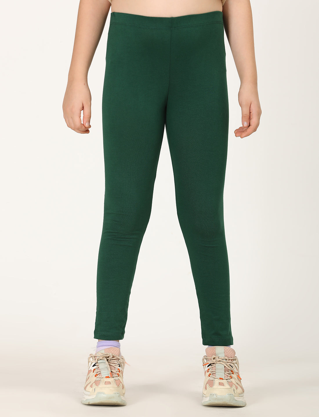Zion girls 4 way Stretachable Cotton Lycra Ankle Length Leggings - Green
