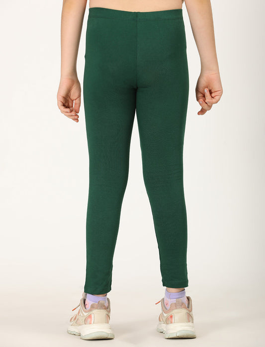Zion girls 4 way Stretachable Cotton Lycra Ankle Length Leggings - Green