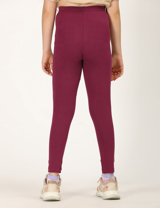 Zion girls 4 way Stretachable Cotton Lycra Ankle Length Leggings - Maroon