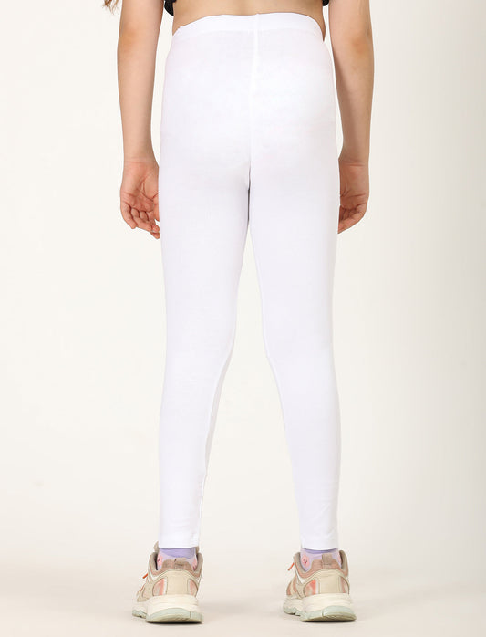 Zion girls 4 way Stretachable Cotton Lycra Ankle Length Leggings - White