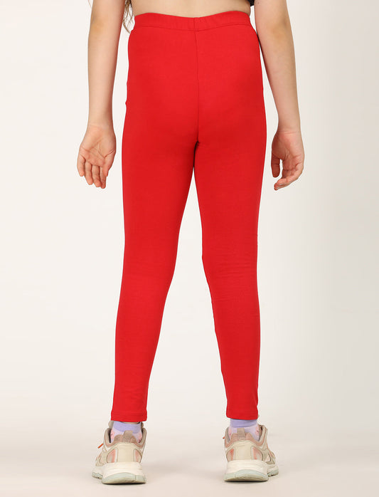 Zion girls 4 way Stretachable Cotton Lycra Ankle Length Leggings - Red