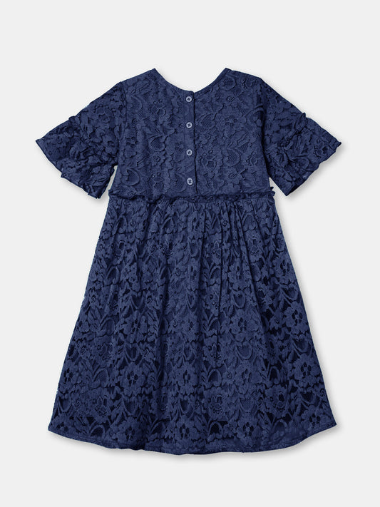 Zion Girls Tulle Dress with Sequined Yoke and Handkerchief hem - Silver