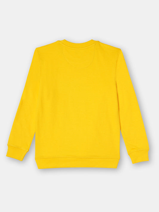 Zion Boys Sweatshirt with Cute Elephant in Terry Embroidery-Lt Yellow