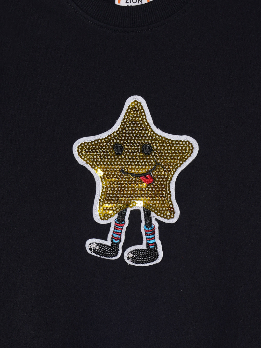 Zion Boys Sweatshirt with Star Sequin Embroidery-Navy