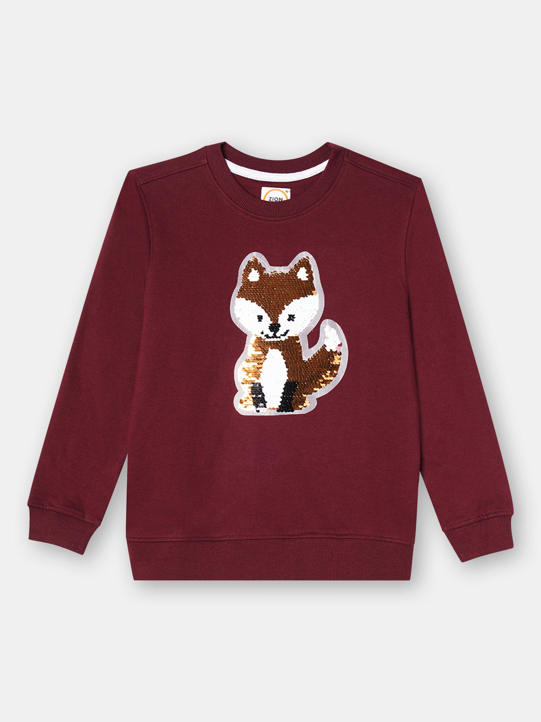 Zion Boys Sweatshirt with Reversible Sequin Embroidery-Maroon