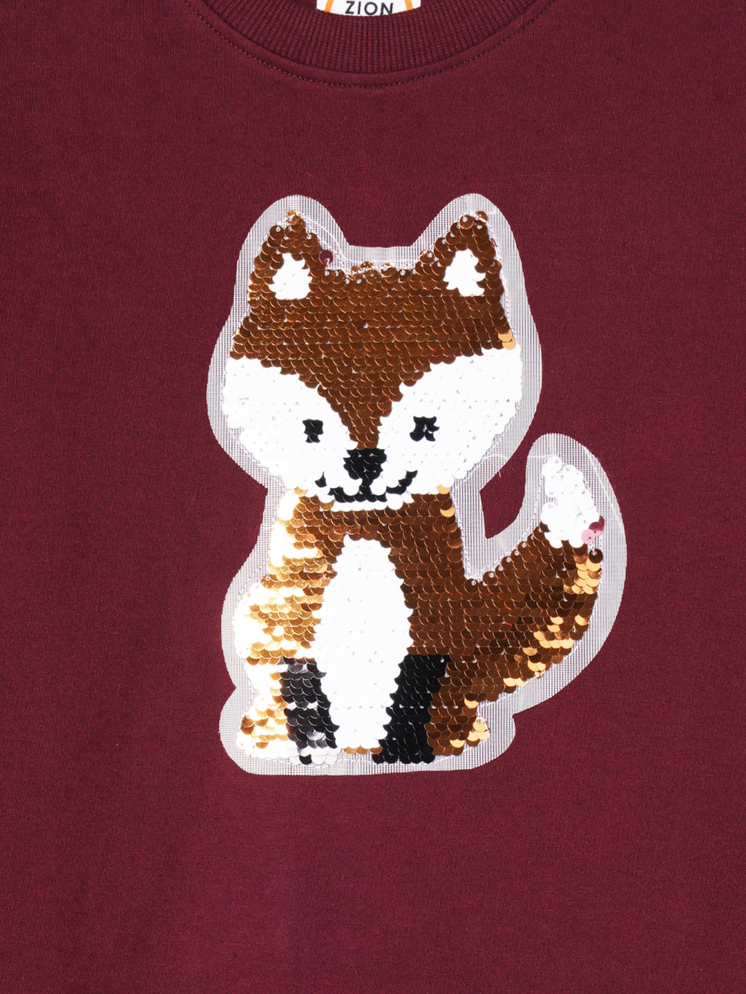 Zion Boys Sweatshirt with Reversible Sequin Embroidery-Maroon