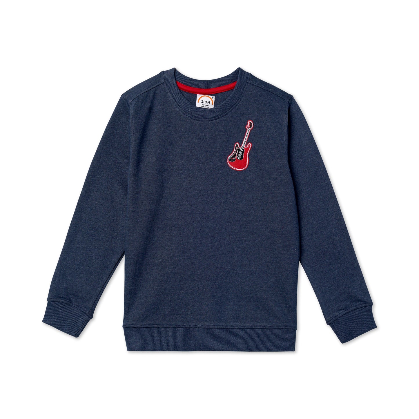Zion Boys Sweatshirt with Applique Highlights-Navy Melange