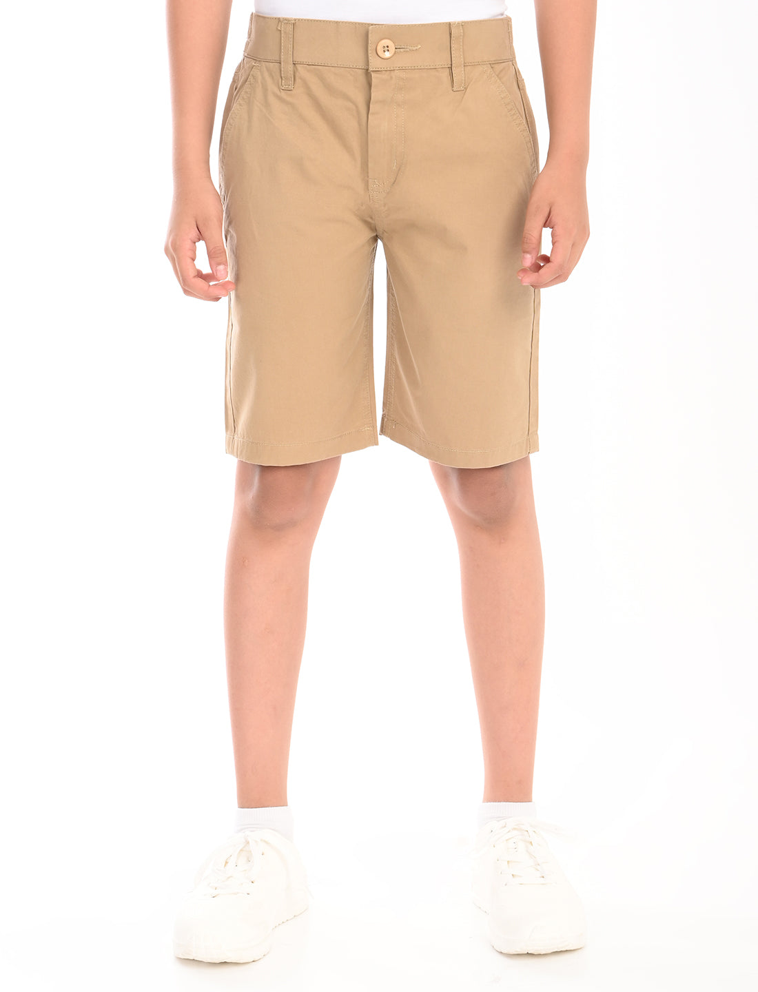Zion Boys Cotton Camoflagued Military Printed Chino Shorts - Beige