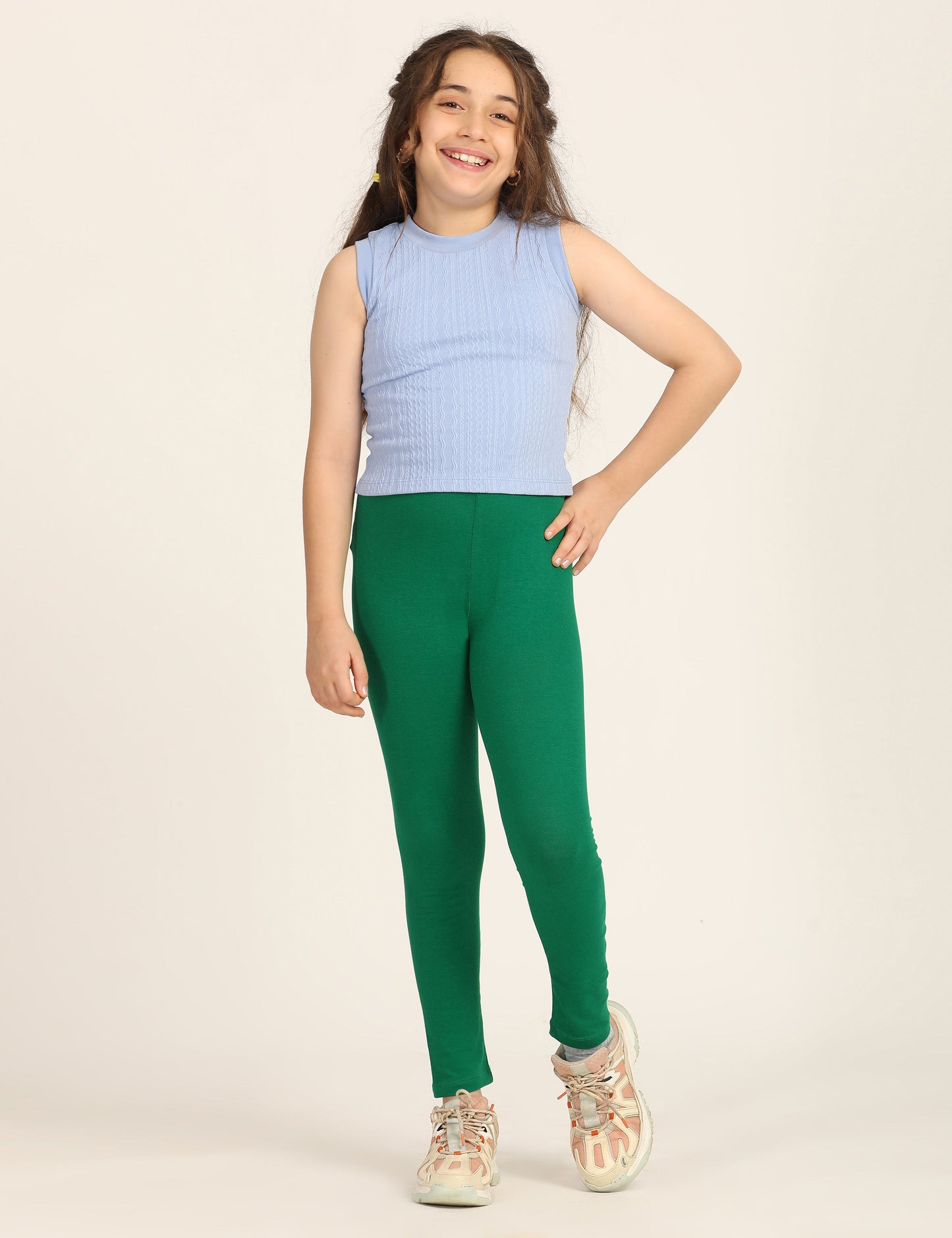 Zion girls 4 way Stretachable Cotton Lycra Ankle Length Leggings - Dark Green