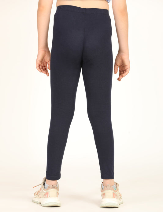 Zion girls 4 way Stretachable Cotton Lycra Ankle Length Leggings - Navy