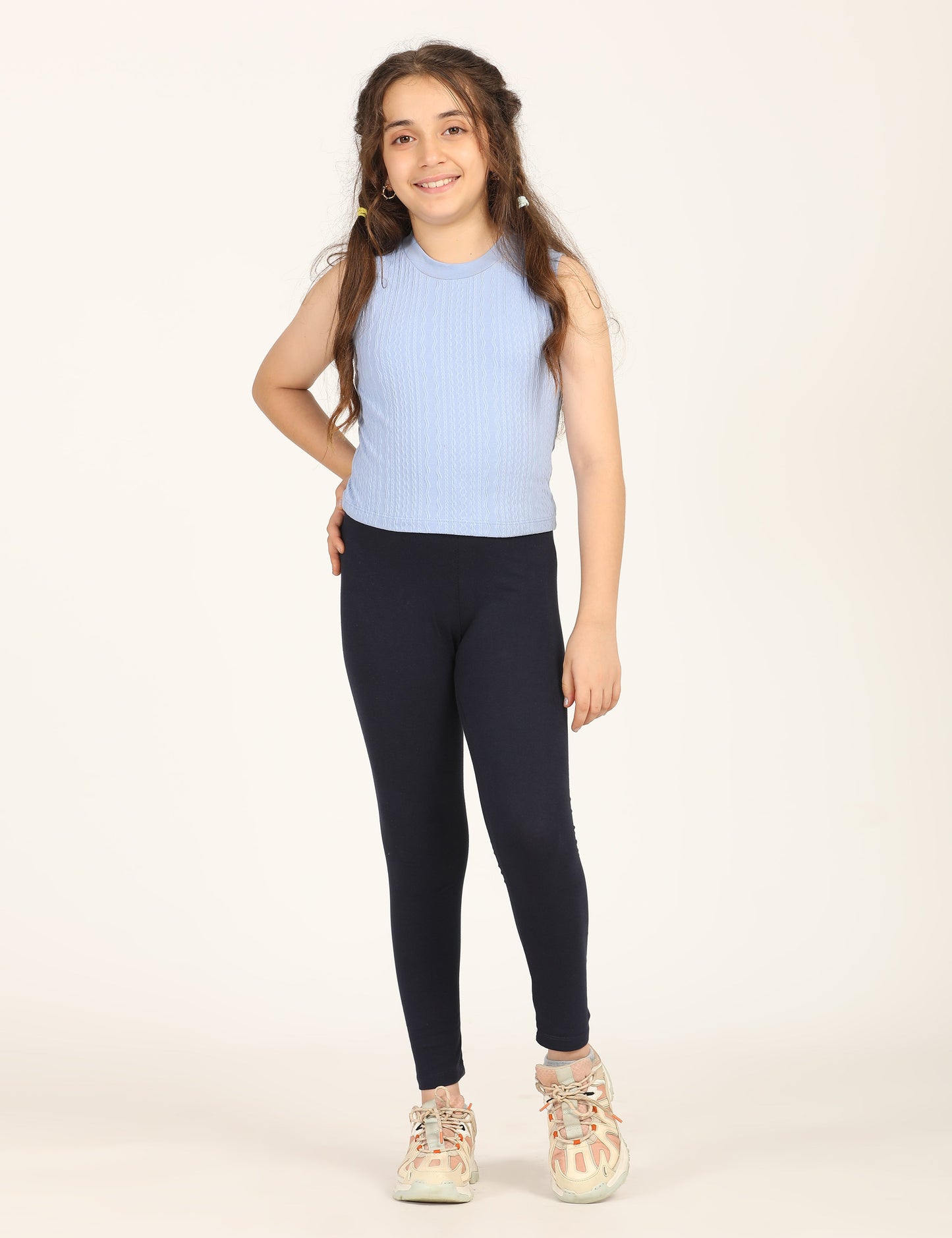 Zion girls 4 way Stretachable Cotton Lycra Ankle Length Leggings - Navy