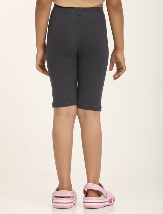 Zion Girls Tights - Thigh Length Knitted Shorts - 4 Way Stretchable - Dk Grey