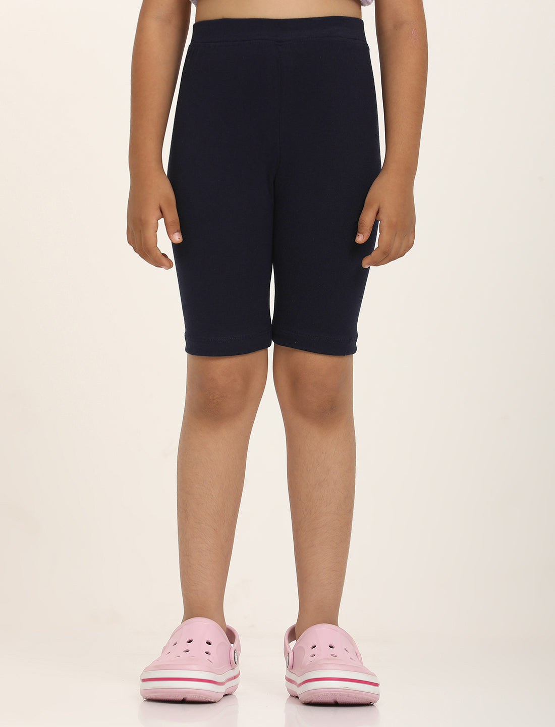 Zion Girls Tights - Thigh Length Knitted Shorts - 4 Way Stretchable - Navy
