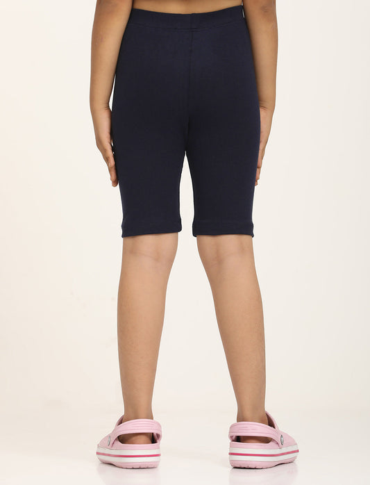 Zion Girls Tights - Thigh Length Knitted Shorts - 4 Way Stretchable - Navy