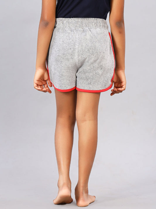 Zion Girls Knitted Shorts with Contrast Piping - Grey