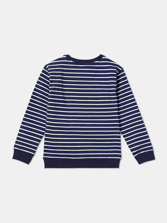 Zion Boys Sweatshirt with Cute Panda in Terry Embroidery-Navy