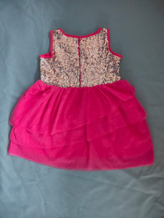 Zion Mesh Sleeveless High Low Bottom with Sequence Bodice Party wear Dress - Pink