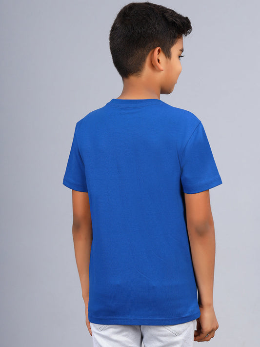 Zion Boys Crew Neck Tshirt in Smiley Print-Royal Blue