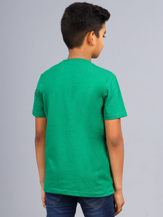 Zion Boys Crew Neck Tshirt in Smiley Print-Green