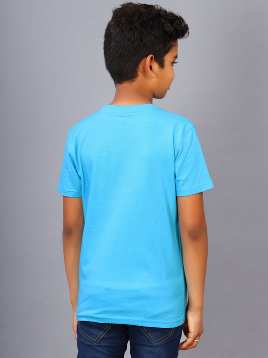 Zion Boys Graphic Printed Crew Neck T shirt-Turquise