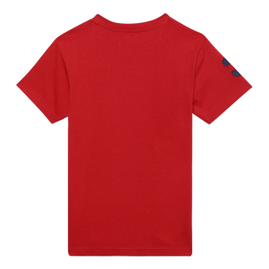 Zion Boys Crew Neck T shirt with Bull and Numeric embroidery-Red