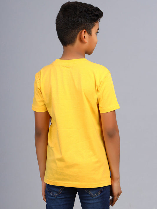 Zion Boys Graphic Printed Crew Neck T shirt-Yellow