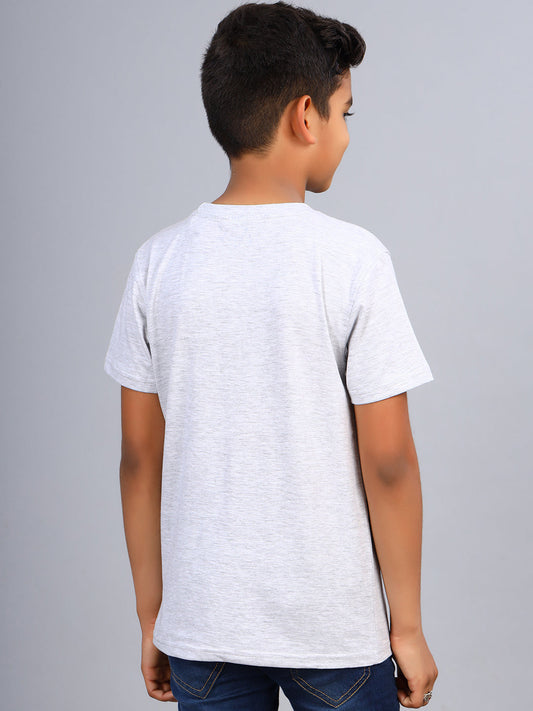 Zion Boys Graphic Printed Crew Neck T shirt-White