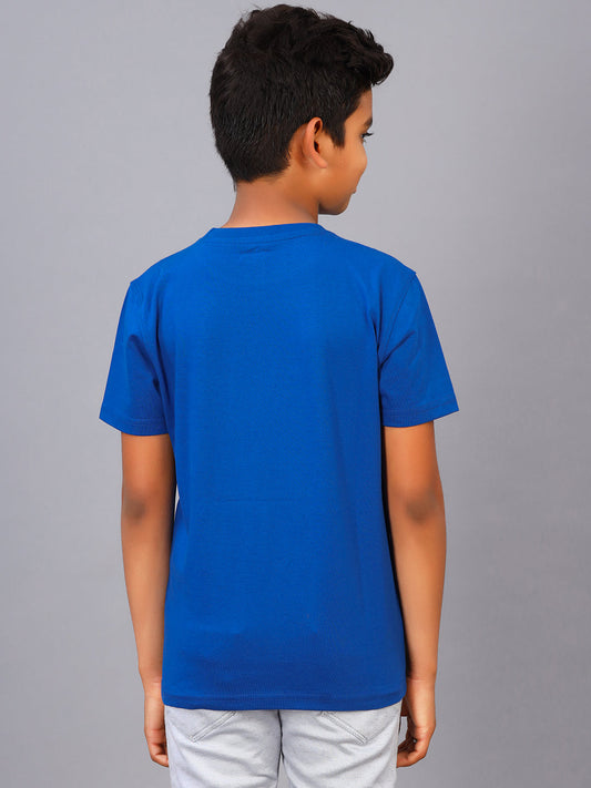Zion Boys Graphic Print Crew Neck T shirt-Royal Blue