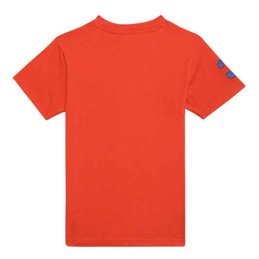 Zion Boys Crew Neck T shirt with Bull and Numeric embroidery-Orange