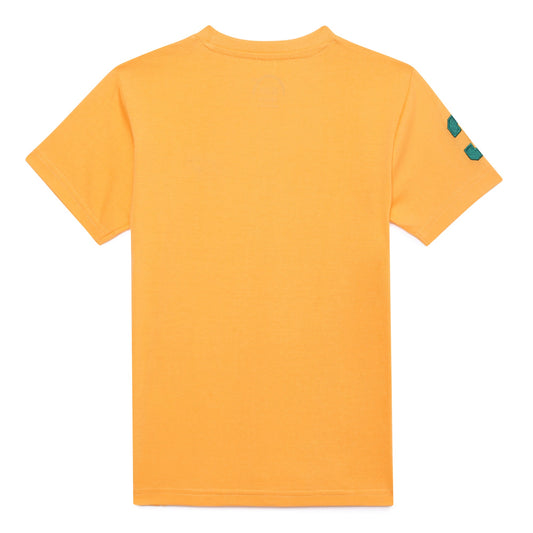 Zion Boys Crew Neck T shirt with Bull and Numeric embroidery-Yellow
