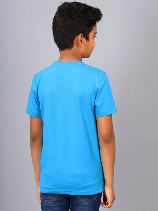 Zion Boys Graphic Printed Crew Neck T shirt-True Blue
