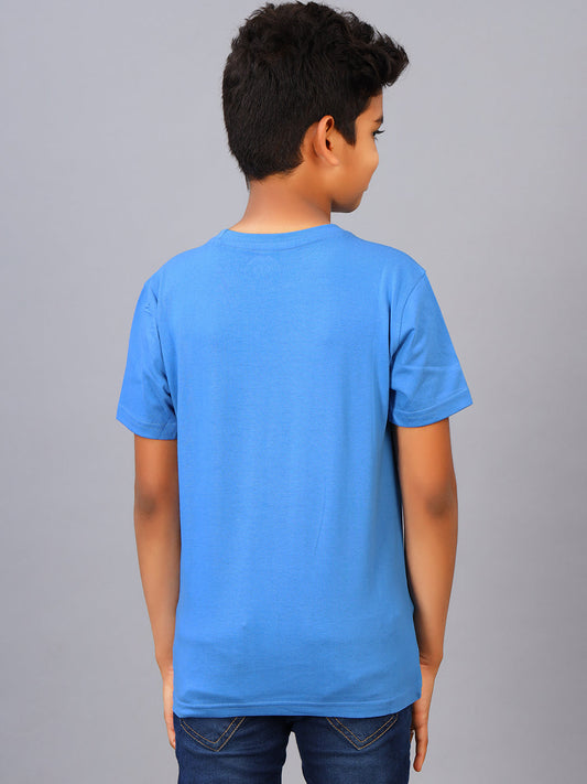 Zion Boys Graphic Printed Crew Neck T shirt-Deep Blue