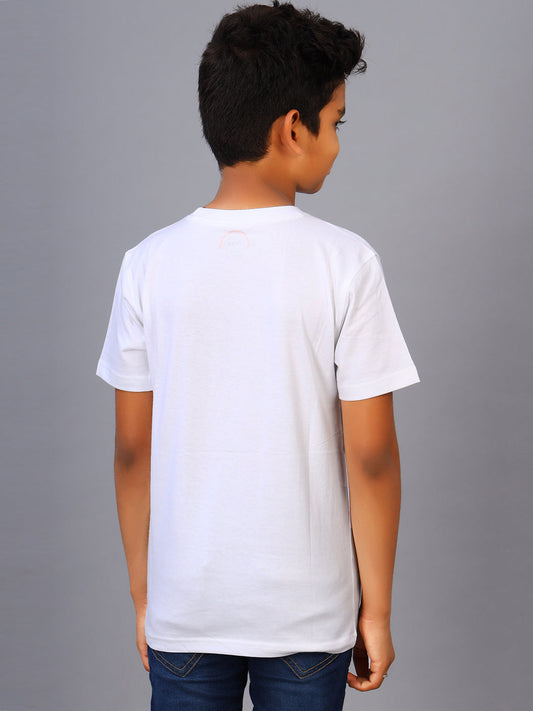 Zion Boys Crew Neck Tshirt in Penguin Music Print-White