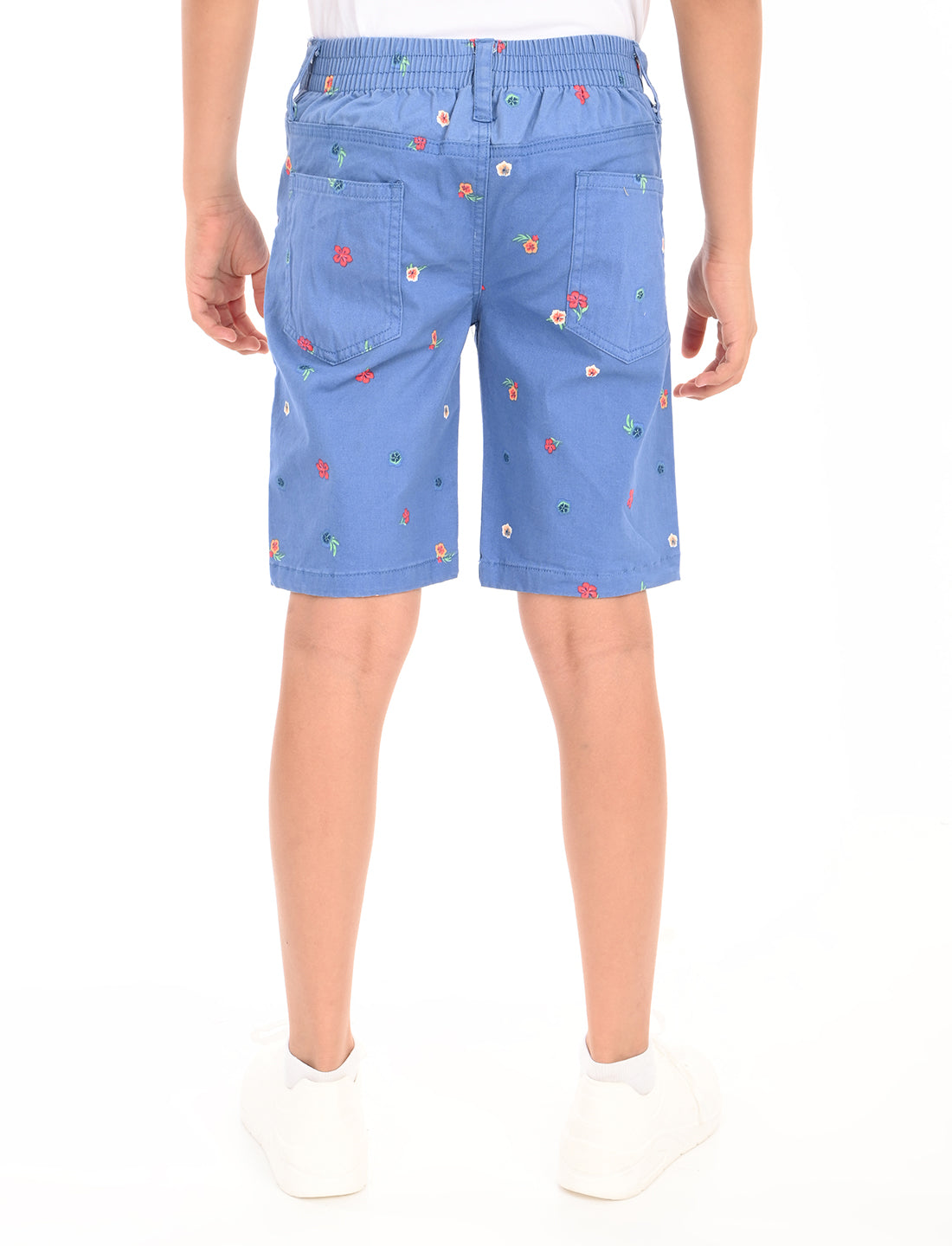 Zion Boys Cotton Printed Chino Shorts - Blue