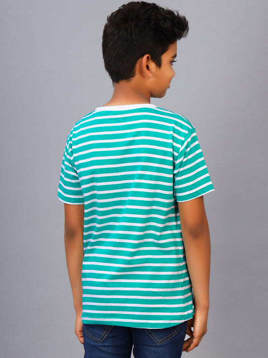 Zion Boys Koala Printed Crew Neck T shirt-Green