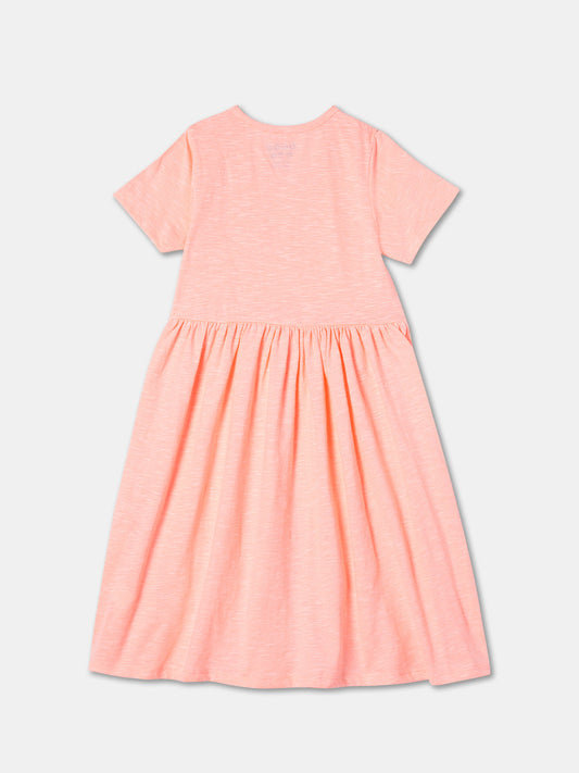 Zion Girls Fit and Flare Jersey Dress.-Peach