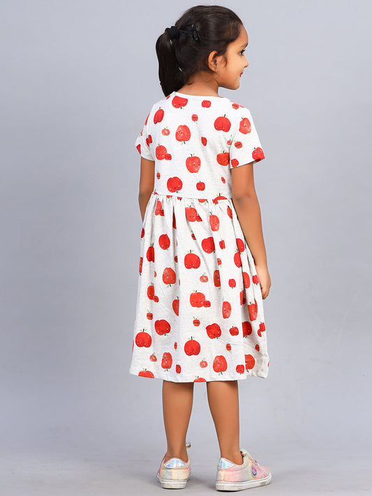 Zion Girls Printed Fit and Flare Dress in Knit - Grey