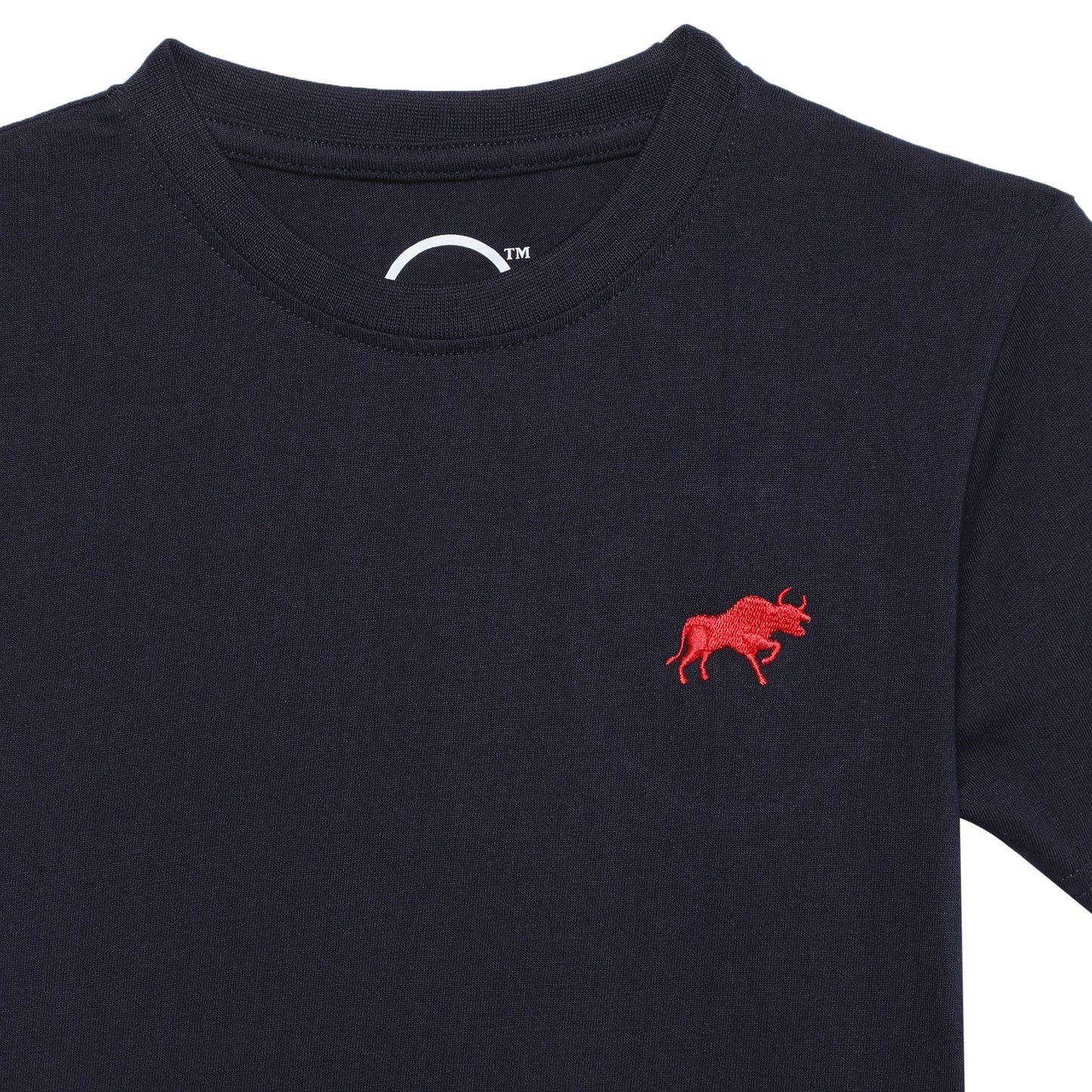 Zion Boys Crew Neck T shirt with Bull and Numeric embroidery-Navy