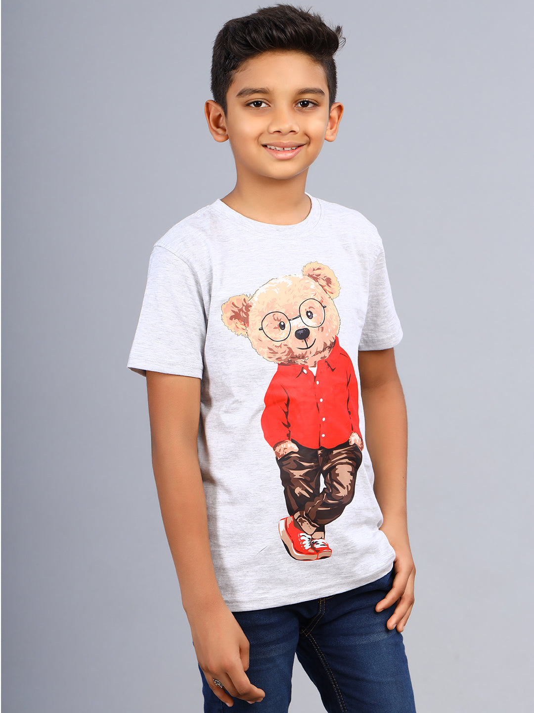 Zion Boys Graphic Printed Crew Neck T shirt-White