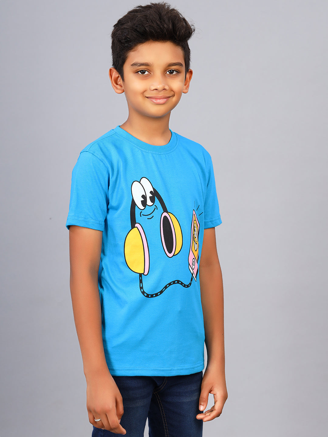 Zion Boys Graphic Printed Crew Neck T shirt-True Blue