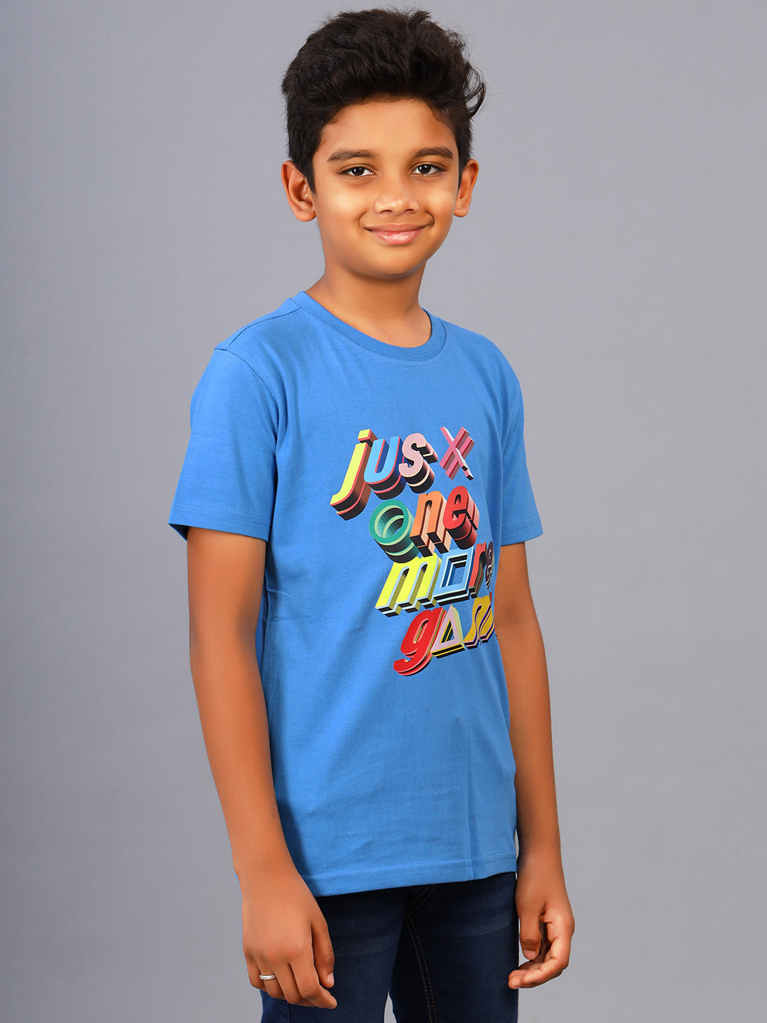 Zion Boys Crew Neck T shirt in Gaming Print-Deep Blue