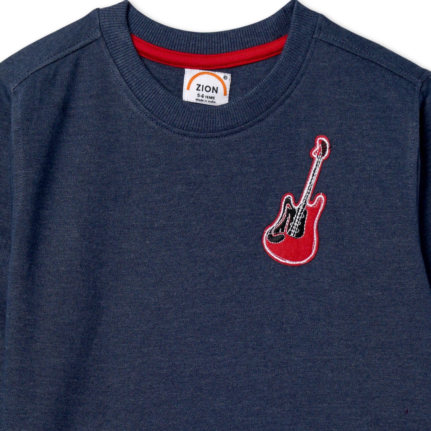 Zion Boys Sweatshirt with Applique Highlights-Navy Melange