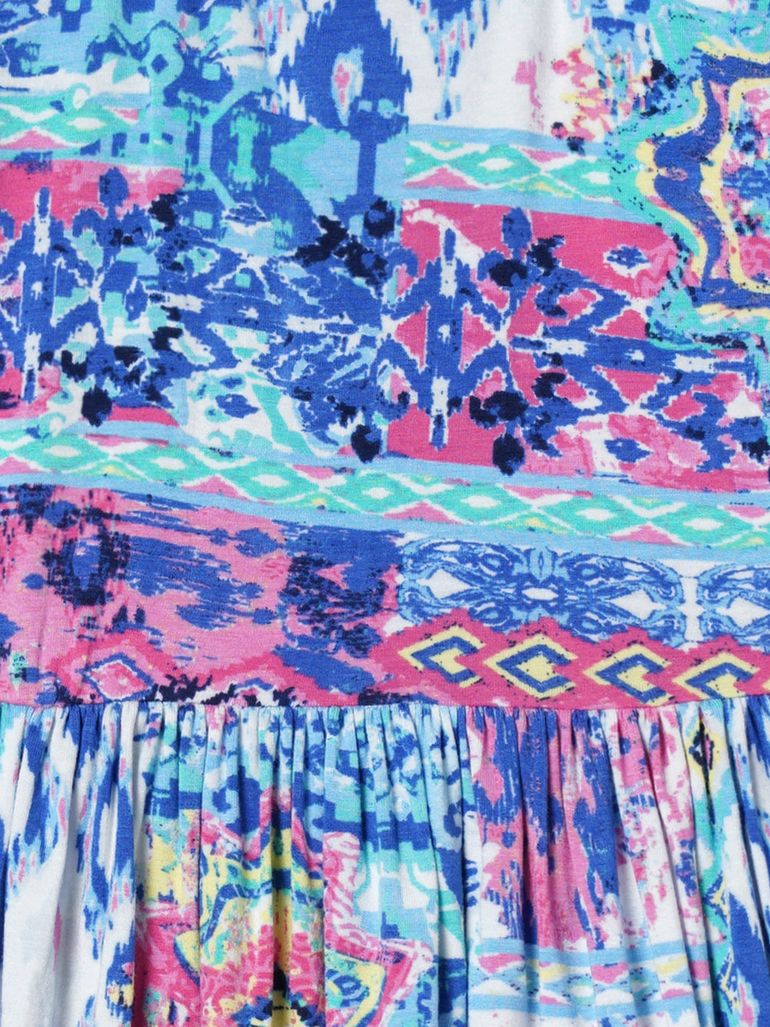Zion Girls Printed Fit and Flare Jersey Dress.-Blue