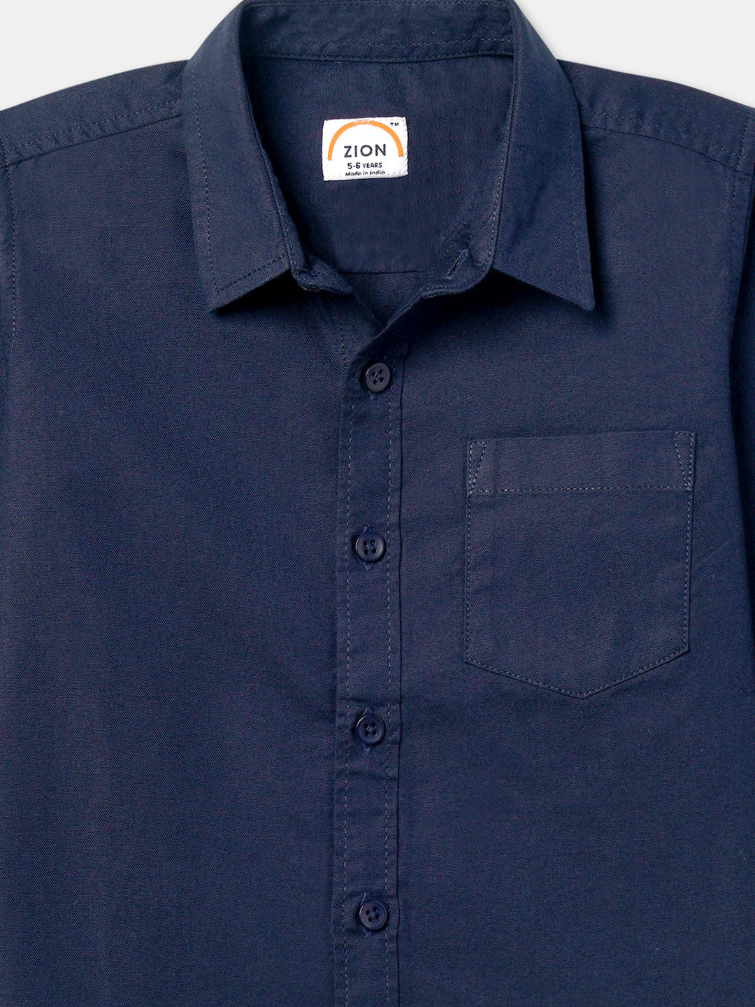 Zion Boys Solid Shirt with Epaulettes-Navy