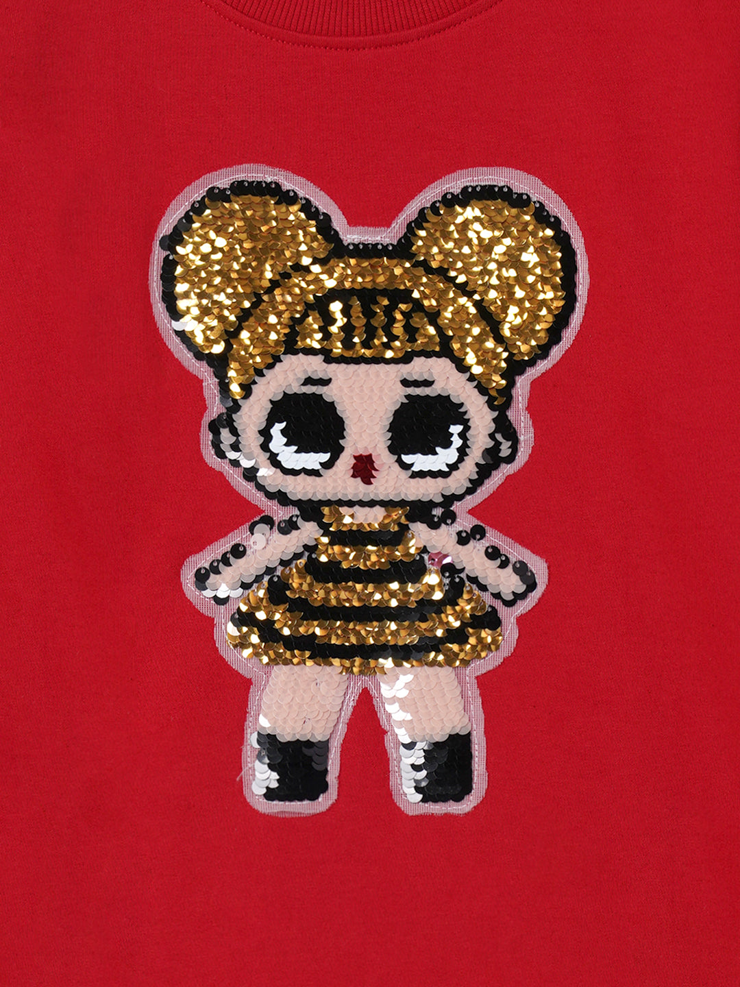 Zion Girls Cute Girl Sequinned Sweatshirt-Red